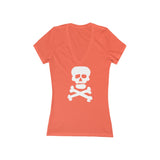 Demon Skull Women's Jersey Short Sleeve Deep V-Neck Tee
