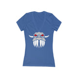 Dragon Face Women's Jersey Short Sleeve Deep V-Neck Tee