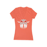 Dragon Face Women's Jersey Short Sleeve Deep V-Neck Tee