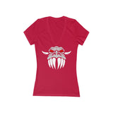 Dragon Face Women's Jersey Short Sleeve Deep V-Neck Tee