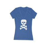 Demon Skull Women's Jersey Short Sleeve Deep V-Neck Tee