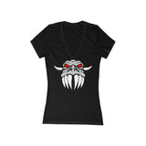 Dragon Face Women's Jersey Short Sleeve Deep V-Neck Tee
