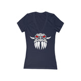 Dragon Face Women's Jersey Short Sleeve Deep V-Neck Tee