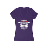 Dragon Face Women's Jersey Short Sleeve Deep V-Neck Tee