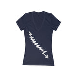 Elder Bolt Women's Jersey Short Sleeve Deep V-Neck Tee