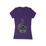 Catman Michigan Women's Jersey Short Sleeve Deep V-Neck Tee