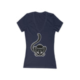 Catman Michigan Women's Jersey Short Sleeve Deep V-Neck Tee