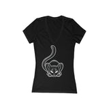 Catman Michigan Women's Jersey Short Sleeve Deep V-Neck Tee
