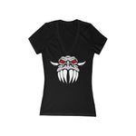 Dragon Face Women's Jersey Short Sleeve Deep V-Neck Tee