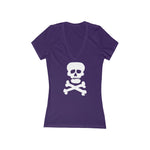 Demon Skull Women's Jersey Short Sleeve Deep V-Neck Tee