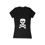 Demon Skull Women's Jersey Short Sleeve Deep V-Neck Tee