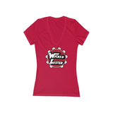 Wicked Lester Women's Jersey Short Sleeve Deep V-Neck Tee